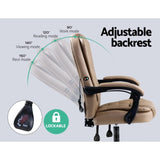 Artiss Massage Office Chair Executive Computer Gaming Chairs Brown PU Leather Espresso MOC-09M-2P-EP