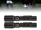 2PCS LED Super Bright Flashlights USB Rechargeable Telescopic Zoom Flashlight for Home Outdoor V1294-YM0901-3117240279111
