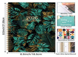 2026 Flower Print Planner Twin Coil Binding Planner Weekly Monthly Journal for Daily Scheduling Note V1192-AZ-W-23309