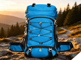 Expandable Travel Hiking Backpack 60L Lake Blue,Nylon Outdoor Rucksack With Rain Cover,HeavyDuty V1221-XM-LB5244-ZS166