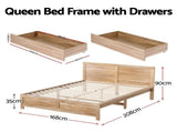 Artiss Queen Size Bed Frame with 2 Drawers Bedroom Furniture WBED-F-OATMEAL-Q-NA-DRAW