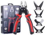 Black and Red 5 in 1 Interchangeable Plier Tool Set - High Carbon Steel - Wire Stripper, Crimper, V888-ELOSUNG50971