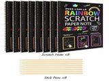 8 Pack Scratch Arts Drawing Notebook Paper for Kids Art Supplies,Large Rainbow Scratch and Sketch V1369-AZ3-W-22214