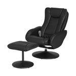 Artiss Recliner Chair Ottoman Heated Massage Black RECLINER-A14-PU-BK