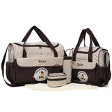 Coffee 5-Piece Mommy Bag Set - Large Capacity Diaper Bags for Baby Travel, Tote and Shoulder Bags V888-ELOSUNG17290