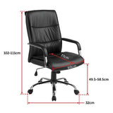 PU Leather Office Chair Ergonomic Executive Swivel Desk Chair with Padded Seat in Black V63-774965