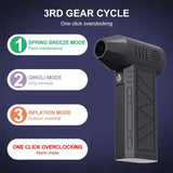 Black High-Speed Mini Turbo Fan for Camping and Outdoor Use - Handheld 130,000 RPM Brushless Blower V888-ELOSUNG11700