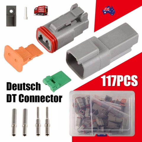 117PCS Deutsch Kit DT 2 Way Series Connector Plug Waterproof Auto Marine DT 2Pin V201-EBA1170BL8AU