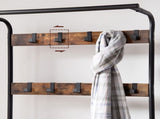 Vintage Coat Rack Shoe Bench, Wood Look Accent Furniture and Metal Frame V178-11918
