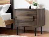 Artiss Bedside Table Nightstand 2 Drawers - Walnut FUR-T-BS-02-WAL