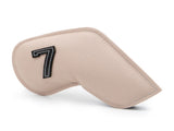 Beige Golf Iron Head Covers Set of 10 - Waterproof PU Leather Club Protectors with Embroidered V888-ELOSUNG23722