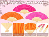 36 Pcs Pink and Orange Party Hand Fan with Gift Bags Decorative Bamboo Folding Fans Bulk Thanks for V1258-DP02-C-2270