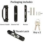 Sliding Patio Door Handle Set Mortise Lock Suitable for Sliding Glass Patio Door Keyed Black V324-SLDOORLC-BK-WK