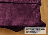 Laura Hill 600-GSM Mink Blanket Queen Size Double-Sided Soft Plush Bed Faux Throw Rug Wine Purp MINK-PU