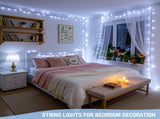 LED White Christmas Lights Outdoor, String Lights Plug in Extendable, 8 Modes Christmas Tree V1107-124-30758-WHT-30M300