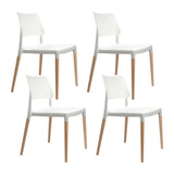 Artiss Dining Chairs Set of 4 Plastic Wooden Stackable White BA-TW-M2503-086-WHX4