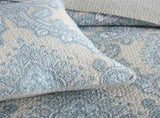 100% Cotton Blue Silver Damask Bloom Coverlet Bedspread Set V745-MMPAC060966Q13U