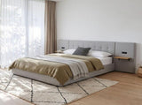 Artiss King Bed Frame with Wide Headboard, Floating Shelves and USB Grey BFRAME-I-ALTO-K-GY-AB