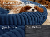 Calming Donut Pet Bed - Faux Rabbit Fur Soft Warm Round Cat Dog Bed - Plush Cozy Cuddler for Small V1258-DROP002-PETBED-01-BLU-L