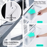 Rabbit Hutch Chicken Coop with Wheels 96.5 x 56 x 90.5cm 2 Storey Pet Cage Run HOPKINS V274-PET-RHPOLY29922-GY