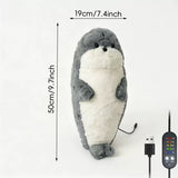 USB Heated Seal Plush Pillow with Temperature Control & Timer Soft Fleece Warming Buddy for Bed, V1341-ZY-ZE7JD333-BROWN