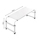 SOGA 2X 120x45cm White Cross Bed Movable Desk Table w/ Adjustable Length & Height SIDETAB30X2