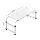 SOGA 2X 120x45cm White Cross Bed Movable Desk Table w/ Adjustable Length & Height SIDETAB30X2