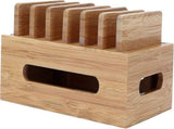 Bamboo Charging Station for Multiple Devices, Wood Organizer Dock V1263-JX-4995
