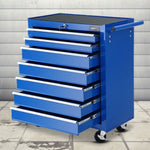 Giantz 7 Drawer Tool Box Cabinet Chest Trolley Storage Garage Toolbox Blue TB-7DR-RL-BL