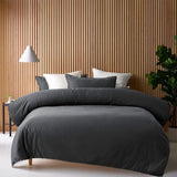 Accessorize Charcoal 400TC Charcoal Bamboo Cotton Double Stitched Quilt Cover Set Super King V442-HIN-QUILTCS-BAMBOOCOTTON-CHARCOAL-SK