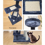 i.Pet Cat Tree 100cm Scratching Post Scratcher Tower Wood Condo House Trees Bed PET-CAT-WT02-GR