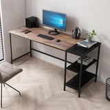 Computer Table Desk Book Storage Student Study Home Office Workstation Vintage Oak Finish V255-SIDEBOOKDESK