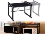 Black Telescopic Microwave Oven Rack Kitchen Storage Shelf Multifunctional Stand for Home V1294-YM0901-3118200192511