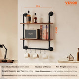 Industrial Pipe Shelf 2 Tier 24x7.87in Wall-Mount for Kitchen Bedroom V952-JSGZWJYGHMBH4NV3QV0