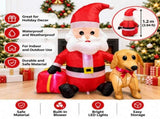 1.2M Inflatable Santa Claus and Dog Christmas Decoration - Light Up Outdoor Yard Display with V888-ELOSUNG55862