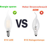 LED Bulb E14 Flame, Candle Shape, Warm White 2700K, 4W Incandescent Equivalent 40W, 400Lm, Pack Of V1188-MS-227-0892