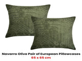Bianca Pair of Navarro Olive European Pillowcases 65 x 65cm V442-BCA-PILLOWC-NAVARRO-OLIVE-EU