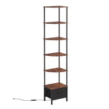 Levede 6-Tier Corner Shelf Stand Bookshelf Display Storage Rack with Drawer CH1182-AU