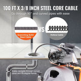 Drain Cleaner Machine 100FT x 3/8 Inch, Auto Feed Sewer Snake Drain Auger on Wheels, Portable Drain V952-ZDJJKLSGDSTJXUXC0V3