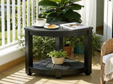 Gardeon Outdoor Coffee Side Table HDPE Desk Corner Shower Stool Bench Seat with Storage Shelf Black FF-BEACH-DESK-HECOR-BK
