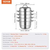 Dumpling Steamer Stainless Steel 5 Titer for for Cook Soup, Noodles, Fishes Work with Gas Electric V952-ZL5CBXGZL30CM0001V0
