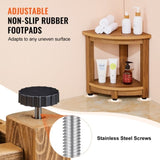 Corner Shower Bench, 16.5" Height 12.8" Radius, Faux Wood Grain Polystyrene, 158KGS with Storage V952-CWDSL128INCHWXKBGV0