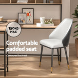 Artiss Dining Chairs Set of 2 Leather Seat Beige and Black UPHO-C-DIN-01-PU-WHX2