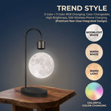 Maglev Floating Moon Lamp with 15W Wireless Charger, 3D Printed Sphere, 3 Color Temperatures & V1341-ZY-GSP2K6DQ-BLACK