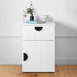 PORTO BEDSIDE TABLE - WHITE - VJ PANEL - HALF MOON BLACK V164-ECS13WVB04B