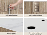 Cefito Vanity Unit 900mm Bathroom Cabinet Storage Wall Hung Timber Front Pine BV-CA-TIR2-900-WD-ABC
