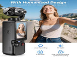 Handheld Pocket Camera 2.5K UHD, 180&deg Rotating Lens, Fill Light, 2000mAh Battery, No App Needed, V1107-CS-BXSSXJH