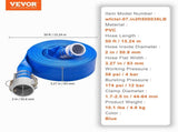 Backwash Hose, 2 in x 50 ft, Heavy-Duty PVC Flat Pool Discharge Hose with Aluminum Camlock C & E V952-FCXRG250FTPVCM9TXV0