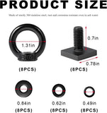 8 PCS T Track Mount Tie Down Anchor for Roof Rack, Heavy Duty 304 Stainless Steel M8 Rings, Bolt Eye V1188-ZC-LHJ-1428