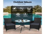 Gardeon 3PC Bistro Set Outdoor Furniture Rattan Table Chairs Cushion Patio Garden Idris ODF-CHAIRSET-630